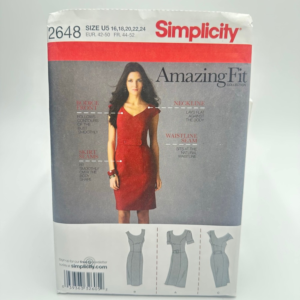 Simplicity Sewing Pattern 2648 Dress Women Size U5 16-24 Uncut Factory Folded